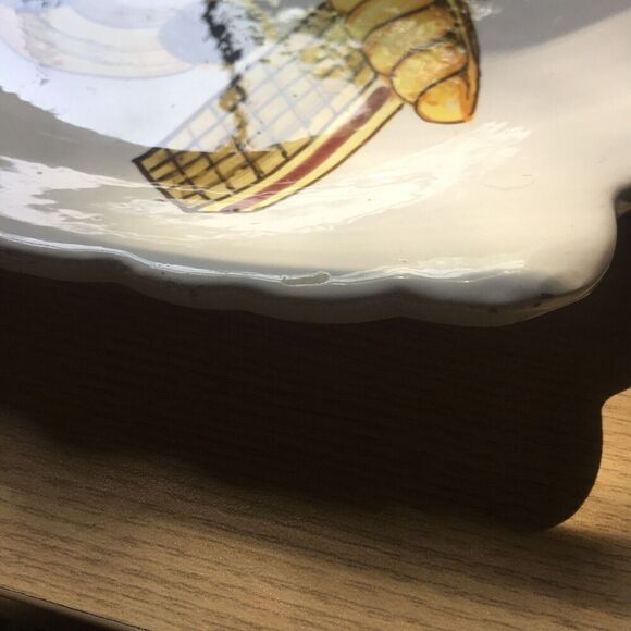 Lot of 2 TIL Hand Painted Italy Made 7 1/2” Bread Baguette Bagel Tiramisu Plate - Picture 10 of 11